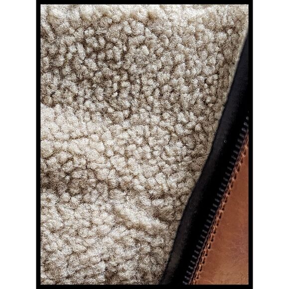 NEW LAMICA Leather Mid Calf Boots Sherpa Lined Zipper Lug Sole Orange Brown 39 - Picture 11 of 13